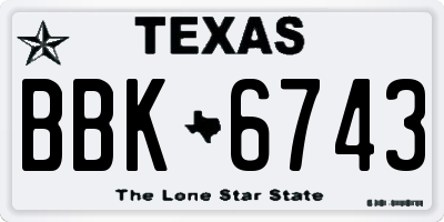 TX license plate BBK6743