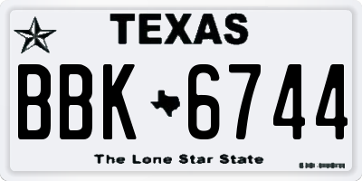 TX license plate BBK6744