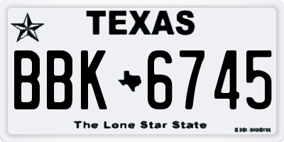 TX license plate BBK6745
