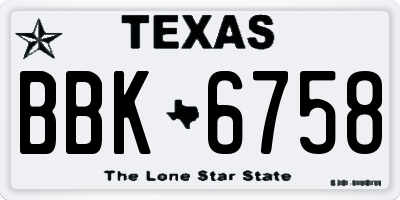 TX license plate BBK6758