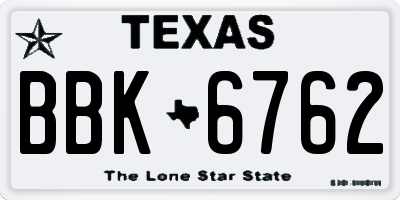 TX license plate BBK6762