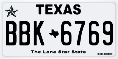 TX license plate BBK6769