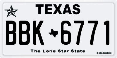 TX license plate BBK6771