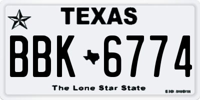 TX license plate BBK6774