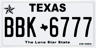 TX license plate BBK6777