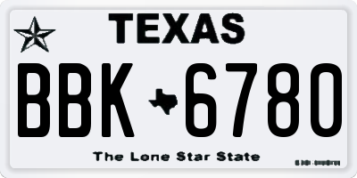 TX license plate BBK6780