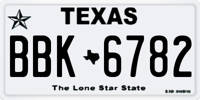 TX license plate BBK6782