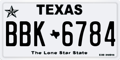 TX license plate BBK6784