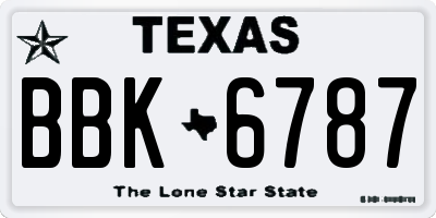 TX license plate BBK6787