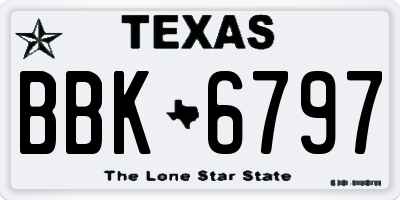 TX license plate BBK6797