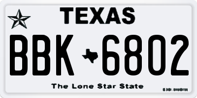 TX license plate BBK6802