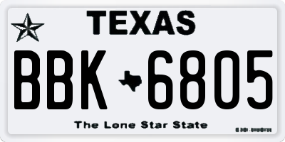 TX license plate BBK6805