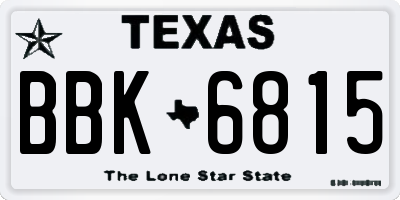 TX license plate BBK6815