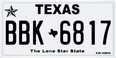 TX license plate BBK6817