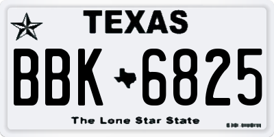 TX license plate BBK6825