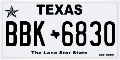 TX license plate BBK6830