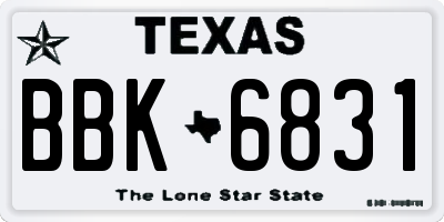 TX license plate BBK6831