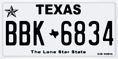 TX license plate BBK6834