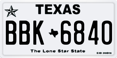 TX license plate BBK6840
