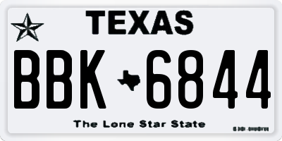 TX license plate BBK6844