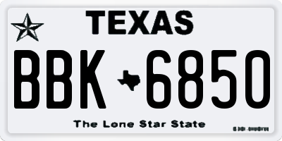 TX license plate BBK6850
