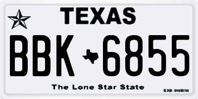 TX license plate BBK6855