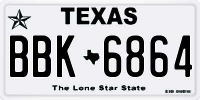 TX license plate BBK6864
