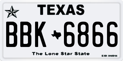 TX license plate BBK6866