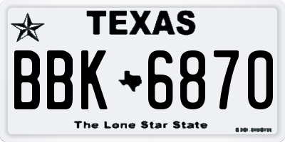 TX license plate BBK6870