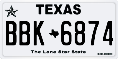 TX license plate BBK6874
