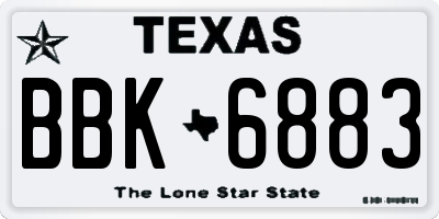 TX license plate BBK6883