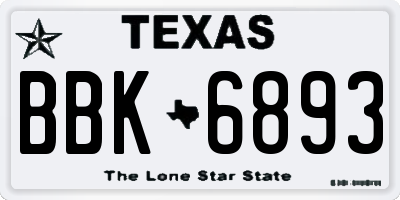 TX license plate BBK6893