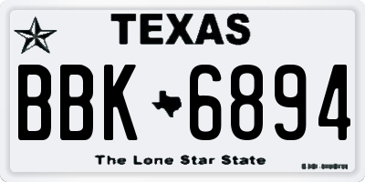TX license plate BBK6894