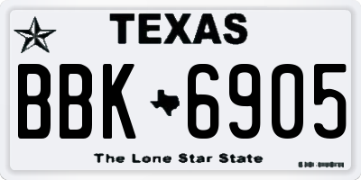 TX license plate BBK6905