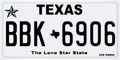 TX license plate BBK6906