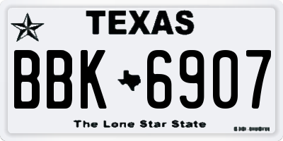 TX license plate BBK6907