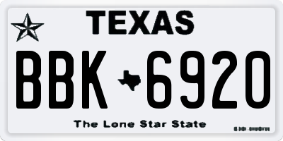 TX license plate BBK6920