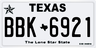 TX license plate BBK6921