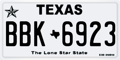 TX license plate BBK6923