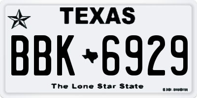 TX license plate BBK6929