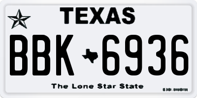 TX license plate BBK6936