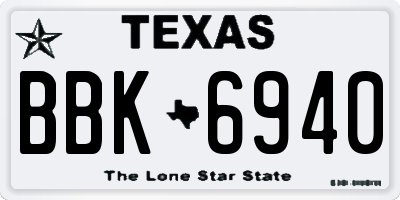 TX license plate BBK6940