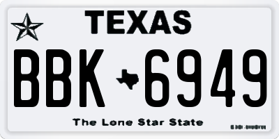 TX license plate BBK6949