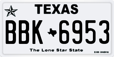 TX license plate BBK6953