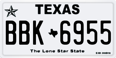 TX license plate BBK6955