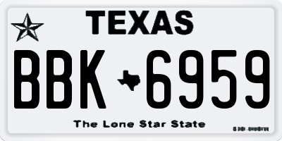 TX license plate BBK6959