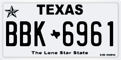 TX license plate BBK6961