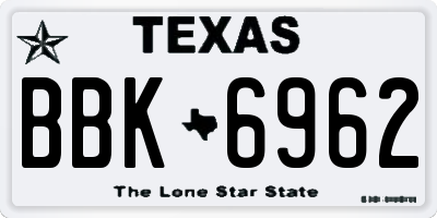 TX license plate BBK6962