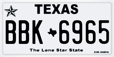 TX license plate BBK6965