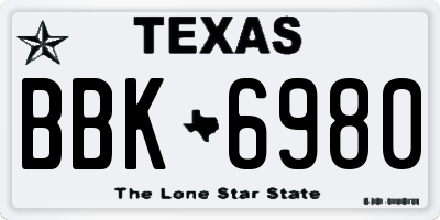 TX license plate BBK6980